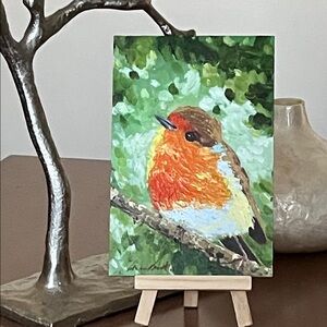 Colorful Bird Painting 🖼️ on Easel